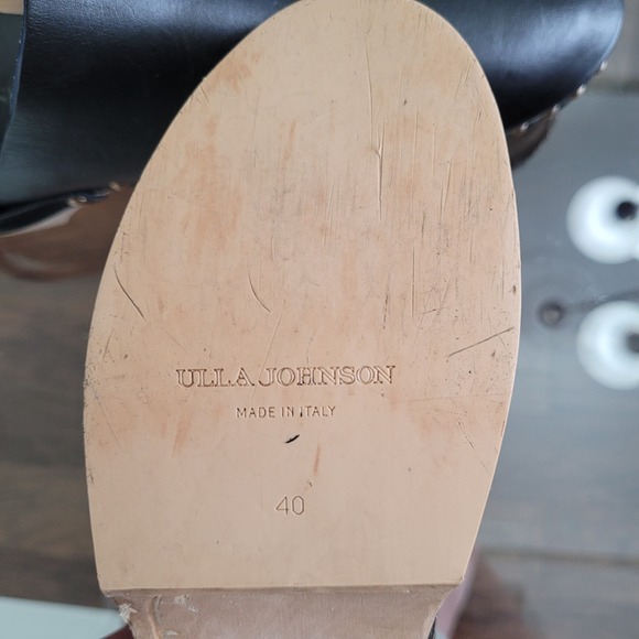 Ulla Johnson Black Leather Studded Wooden Clog Slingback Shoes Women Size 40 - Picture 7 of 11